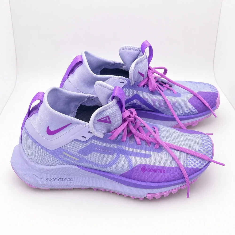 Nike React Pegasus Trail 4 GORE-TEX Running Shoes Purple Waterproof Womens 8.5